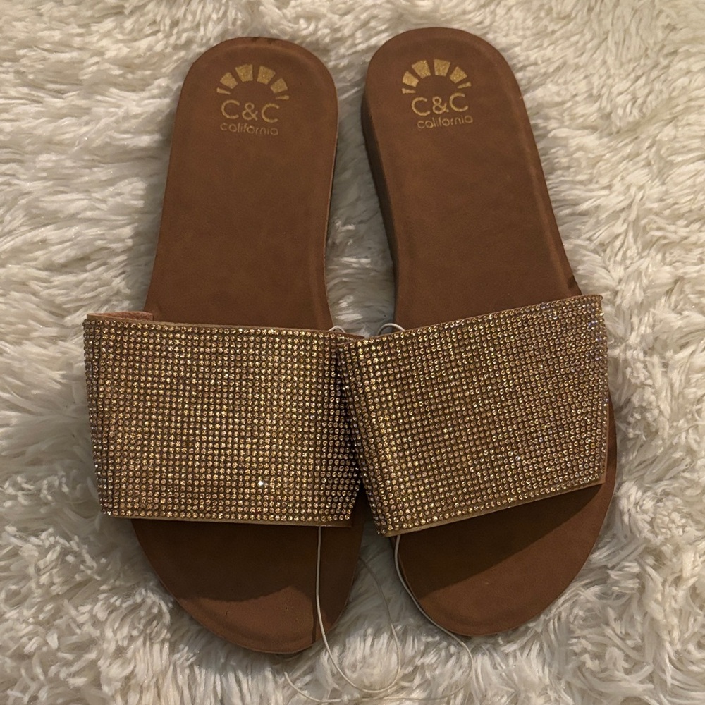 C&C California Women's Sparkling Gold Sandals
